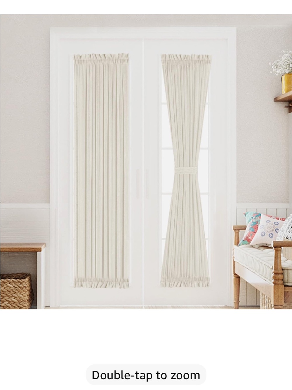 Cream Sheer French Door Curtain Panels - Home Accents (set of 2)